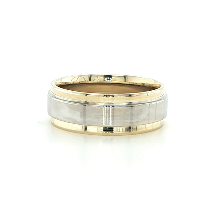 14K Yellow & White Gold Inlay Wedding Band