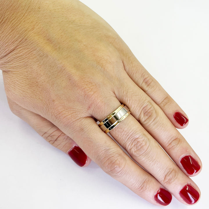 14K Yellow & White Gold Inlay Wedding Band