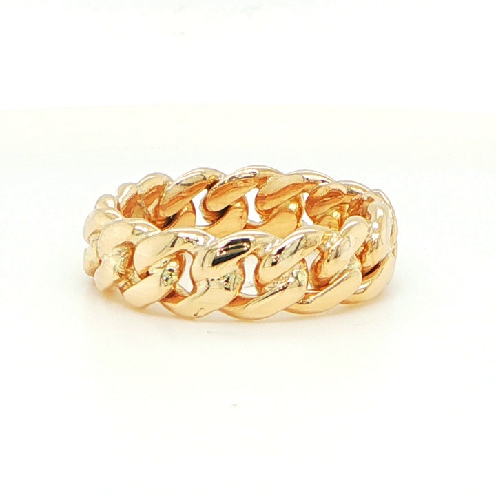 18K Yellow Gold Curb Link Band Ring