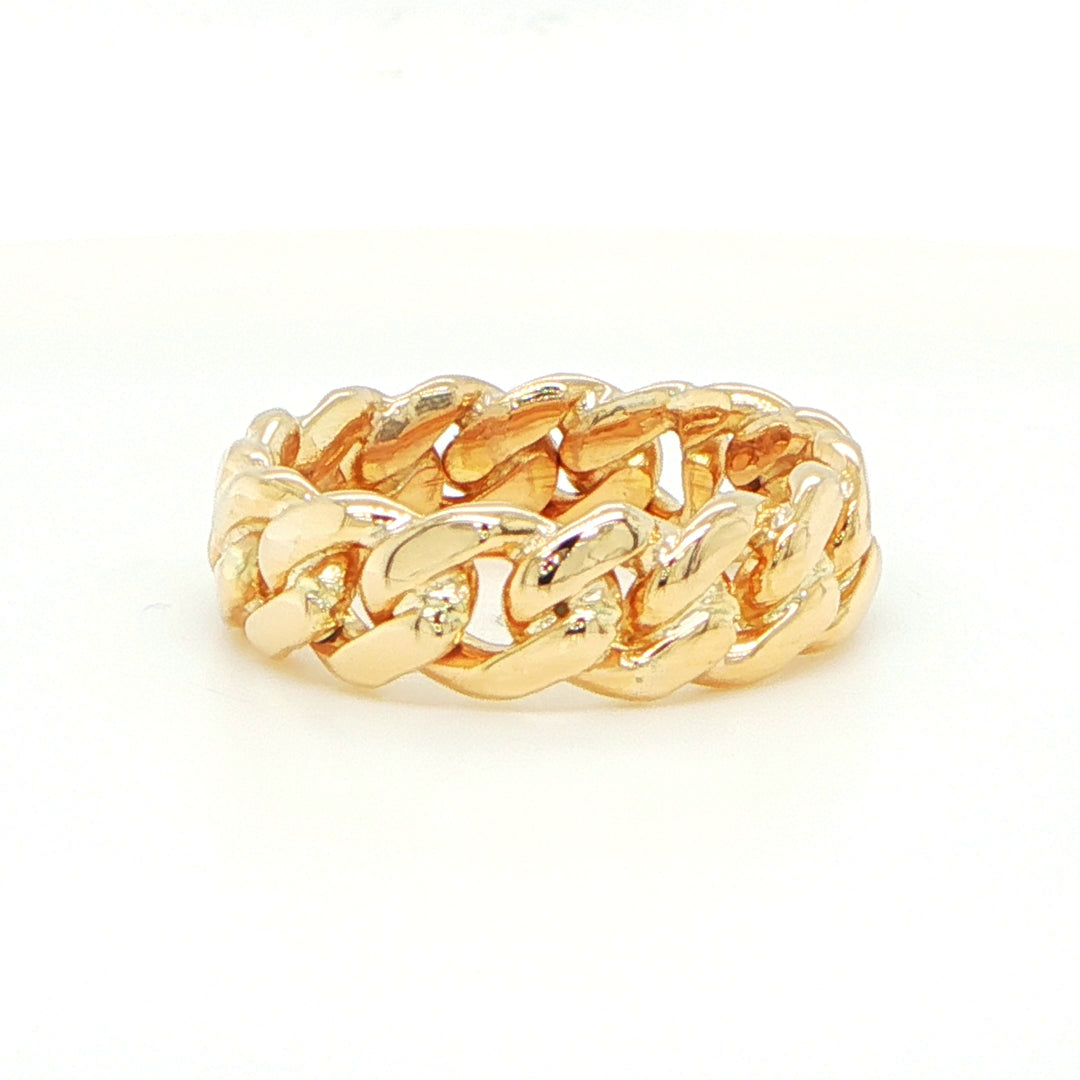 18K Yellow Gold Curb Link Band Ring