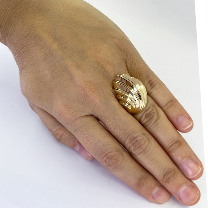 14K Yellow Gold Fan Spray Statement Ring