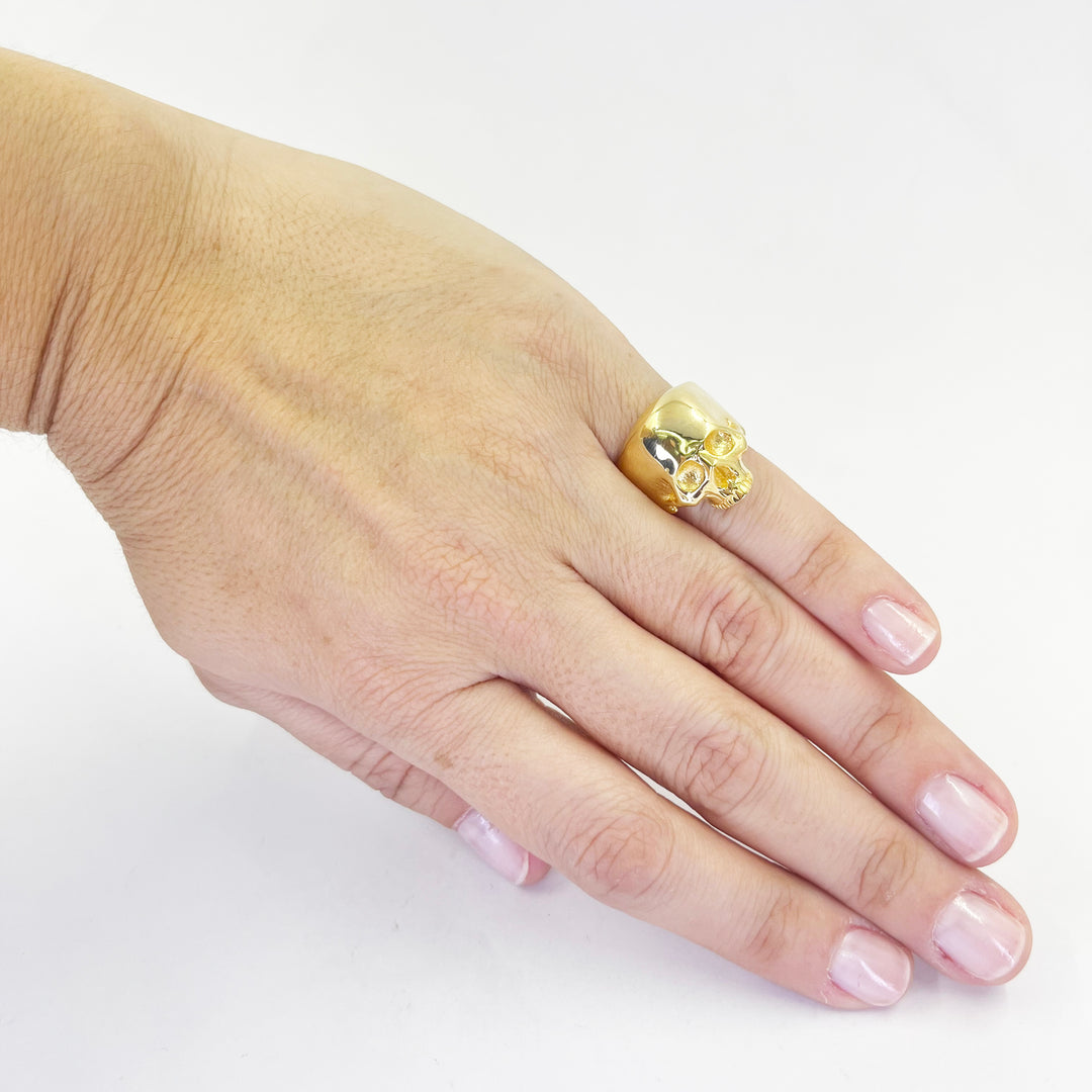 14K Yellow Gold Skull Fashion Ring