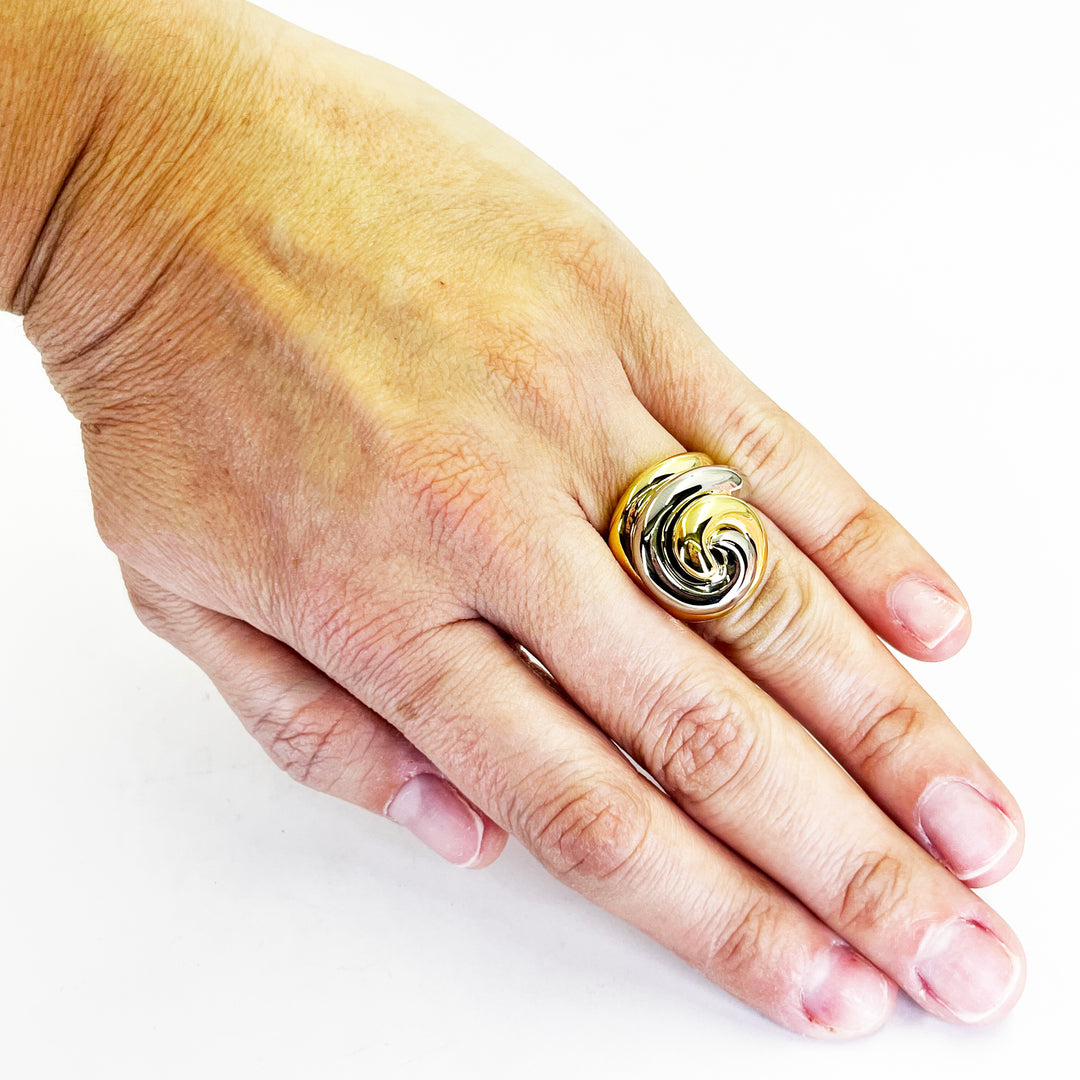 18K White & Yellow Gold Swirl Ring