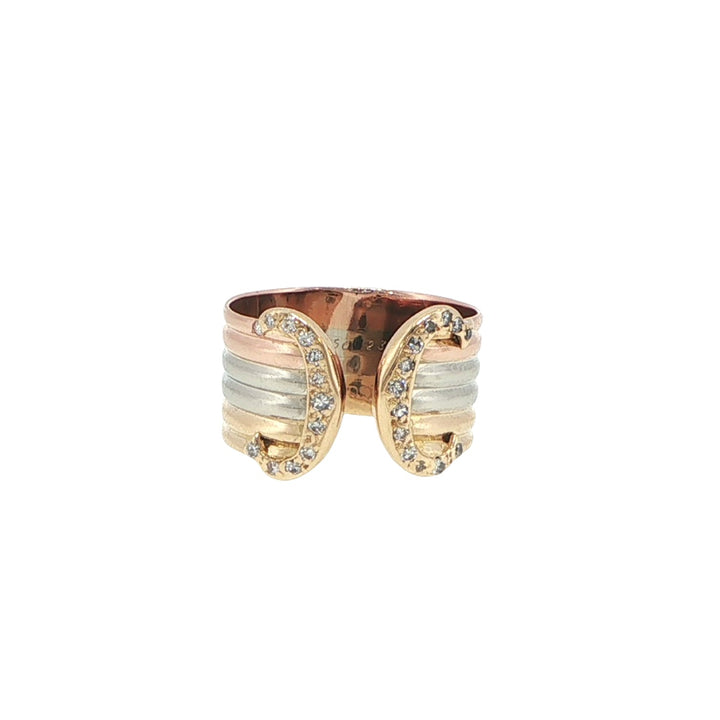 Cartier Trinity 18K Tri-Color Gold Diamond Ring