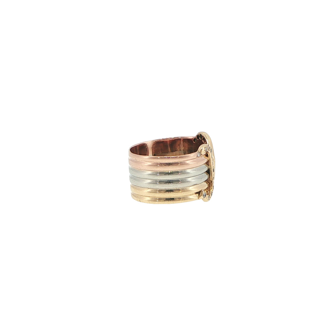 Cartier Trinity 18K Tri-Color Gold Diamond Ring
