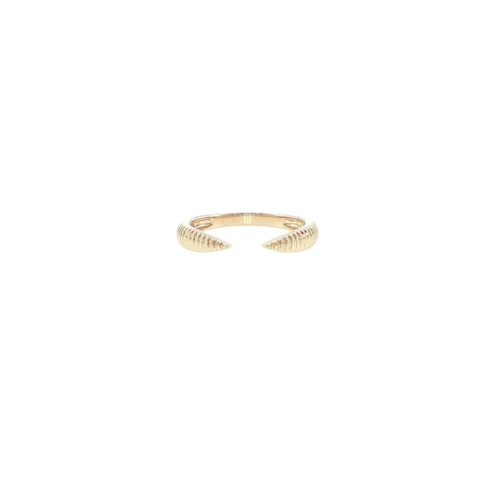 14K Yellow Gold Ridged Open Ring with Tapered Ends