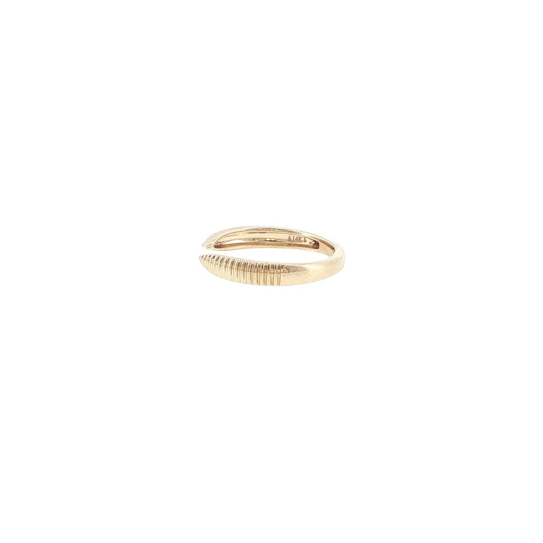 14K Yellow Gold Ridged Open Ring with Tapered Ends