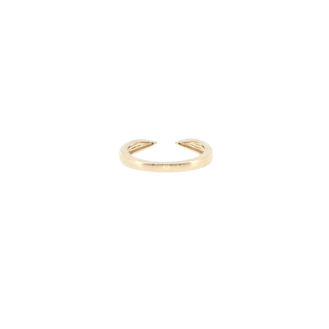14K Yellow Gold Ridged Open Ring with Tapered Ends