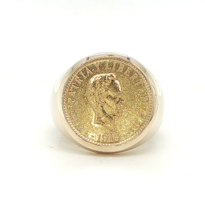 22K Dos Pesos Cuban Coin Ring