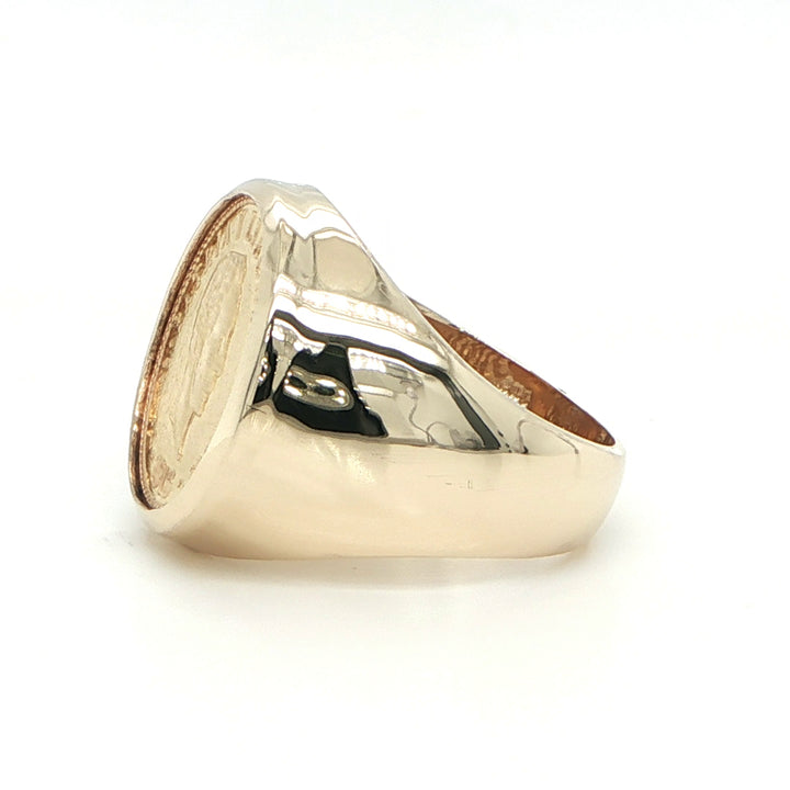 22K Dos Pesos Cuban Coin Ring