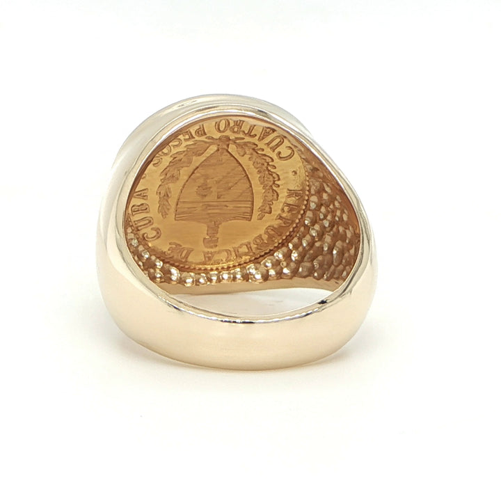 22K Dos Pesos Cuban Coin Ring