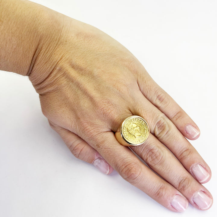 22K Dos Pesos Cuban Coin Ring
