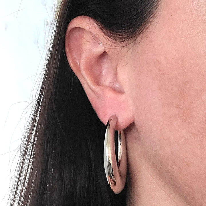Oval Puff Hoop Earrings
