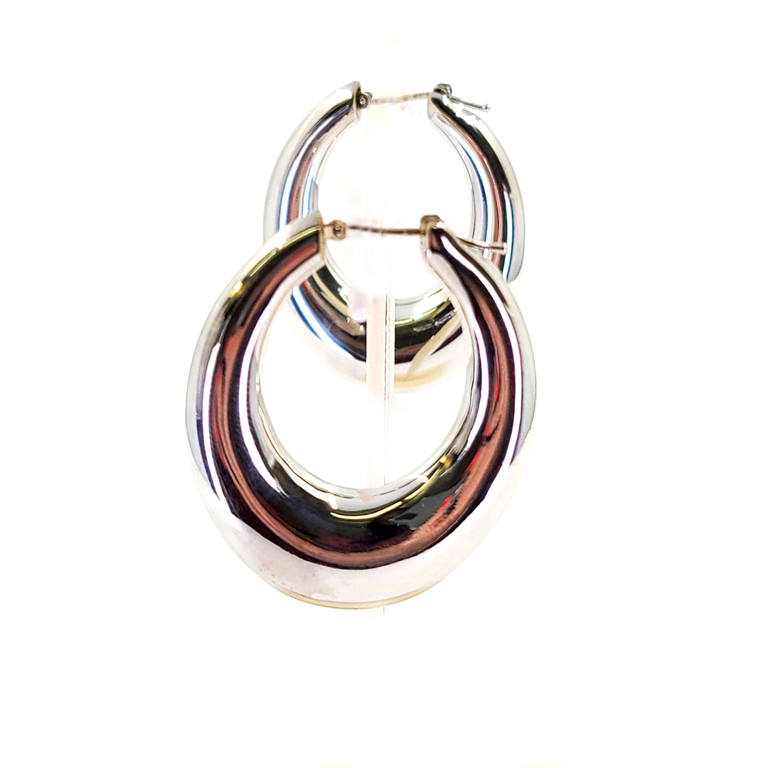 Oval Puff Hoop Earrings