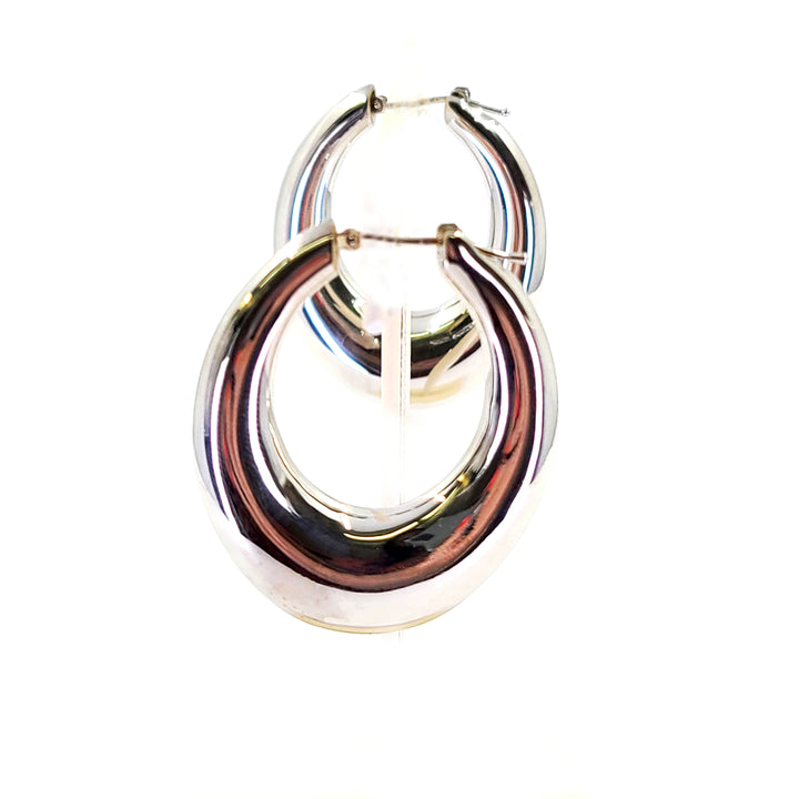Oval Puff Hoop Earrings