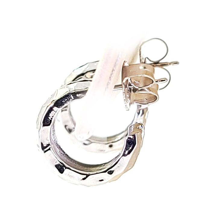 Hammered Huggie Hoop Earrings