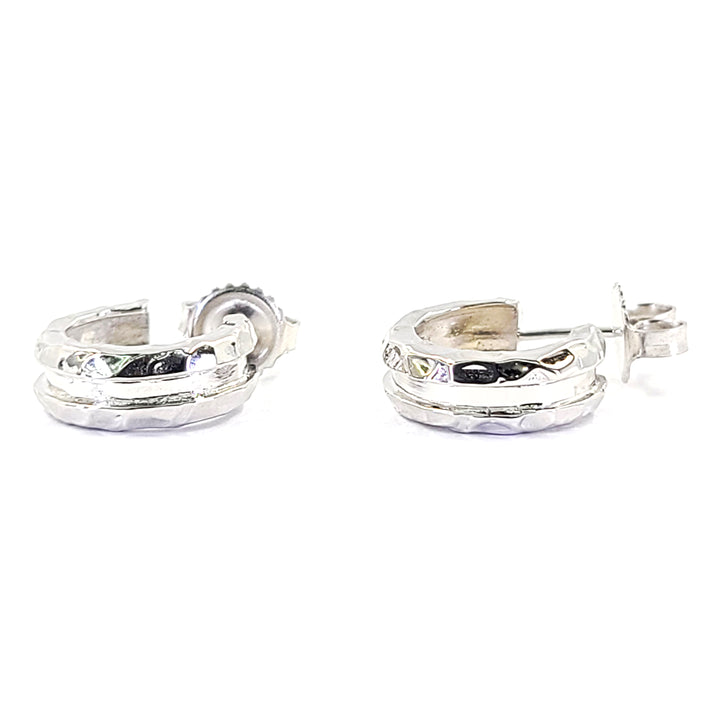 Hammered Huggie Hoop Earrings