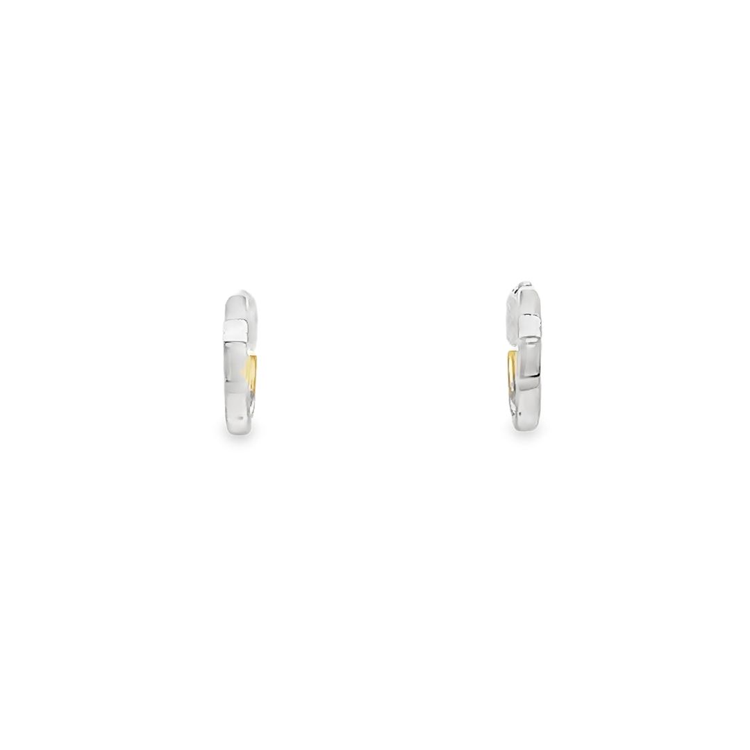 14K Two Tone Gold Reversible Hinged Hoop Earrings