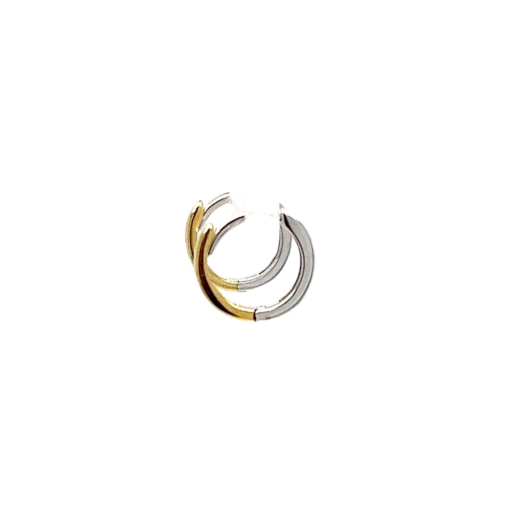 14K Two Tone Gold Reversible Hinged Hoop Earrings