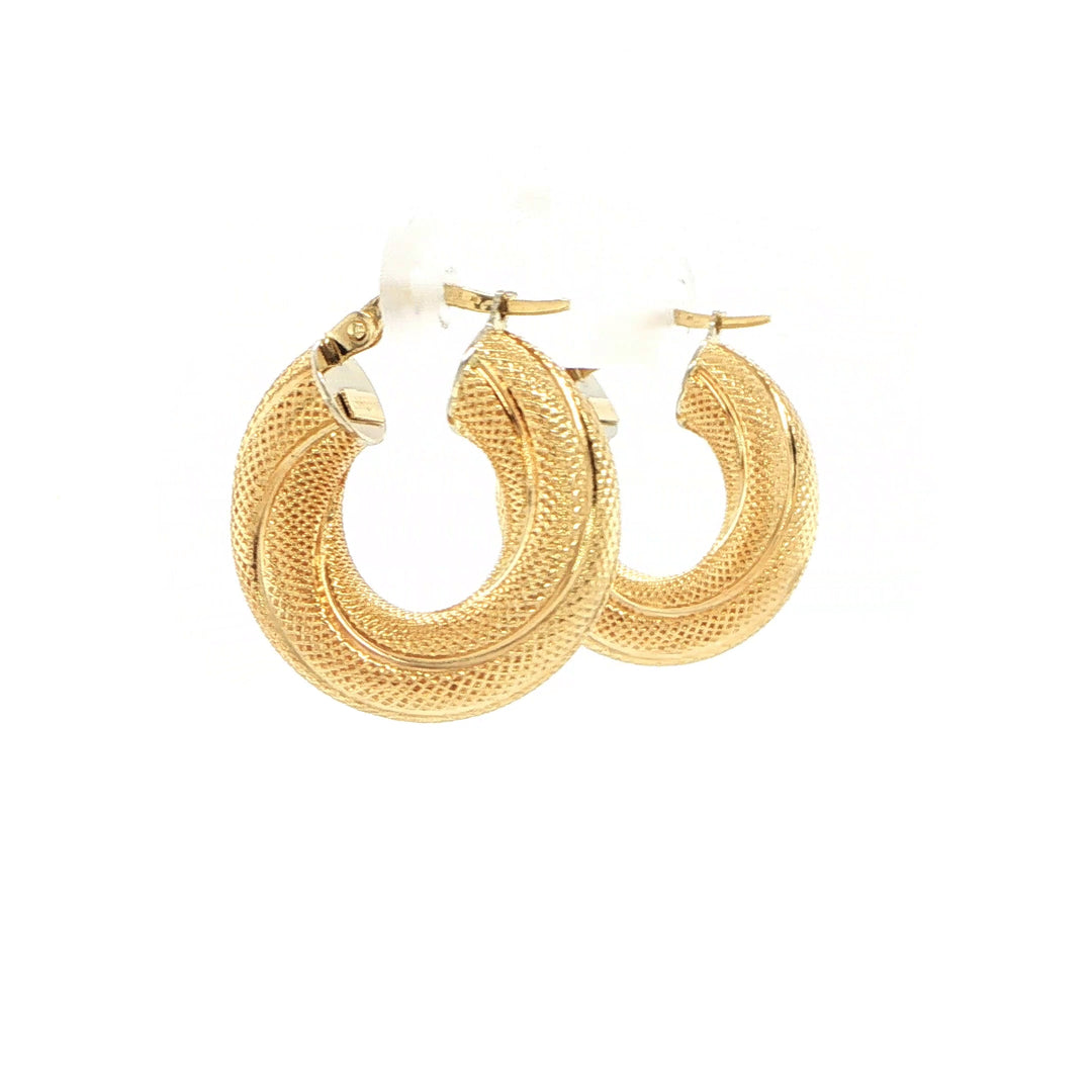 18K Yellow Gold Twisted Hoop Earrings