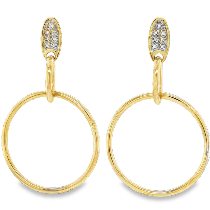 18K Yellow Gold Open Circle Drop Earrings
