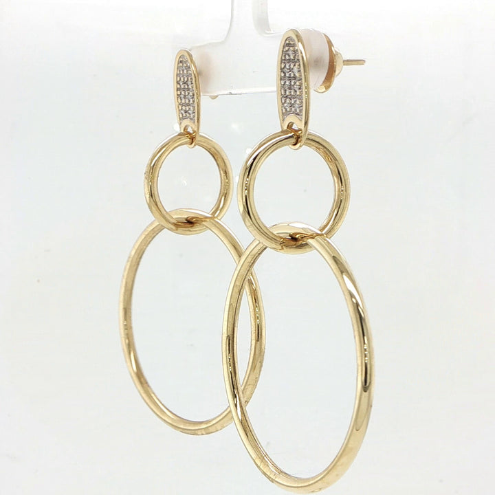 18K Yellow Gold Open Circle Drop Earrings