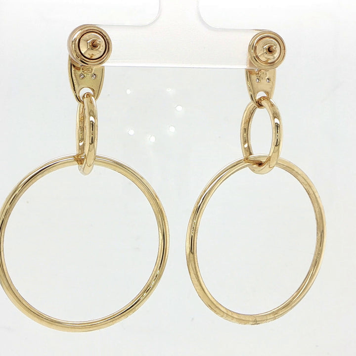 18K Yellow Gold Open Circle Drop Earrings