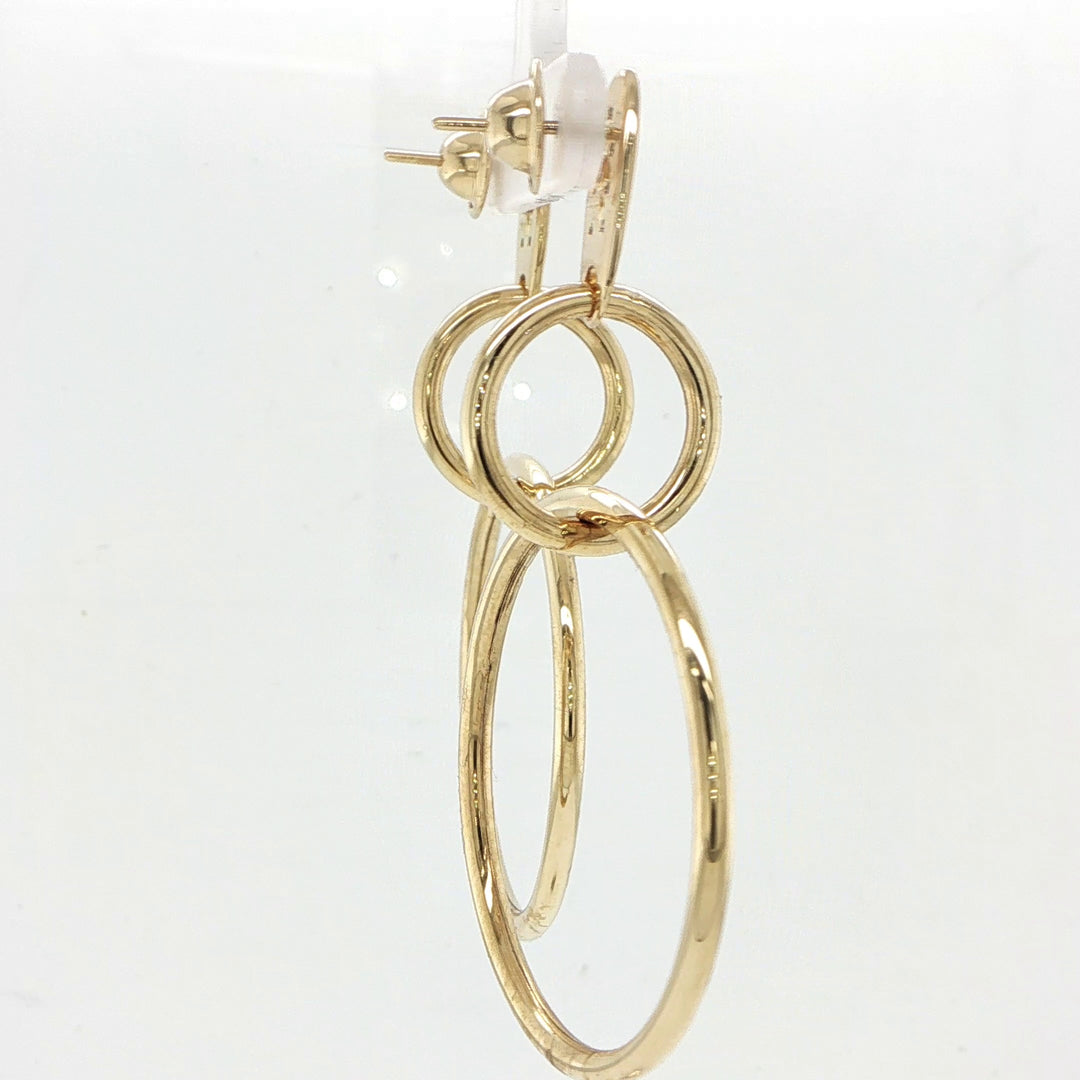 18K Yellow Gold Open Circle Drop Earrings