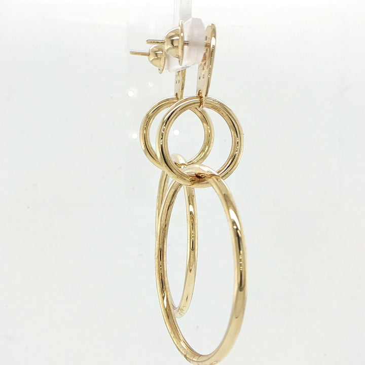 18K Yellow Gold Open Circle Drop Earrings