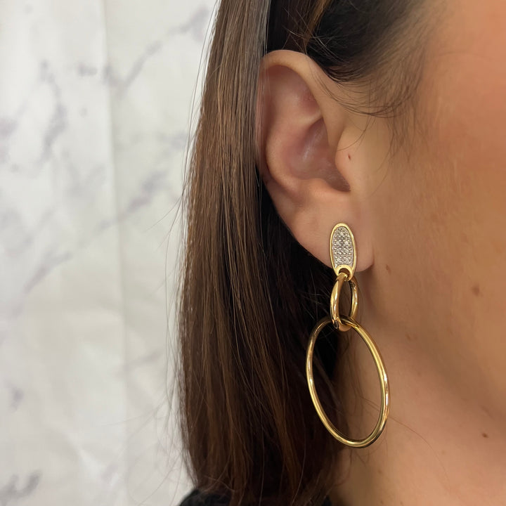 18K Yellow Gold Open Circle Drop Earrings