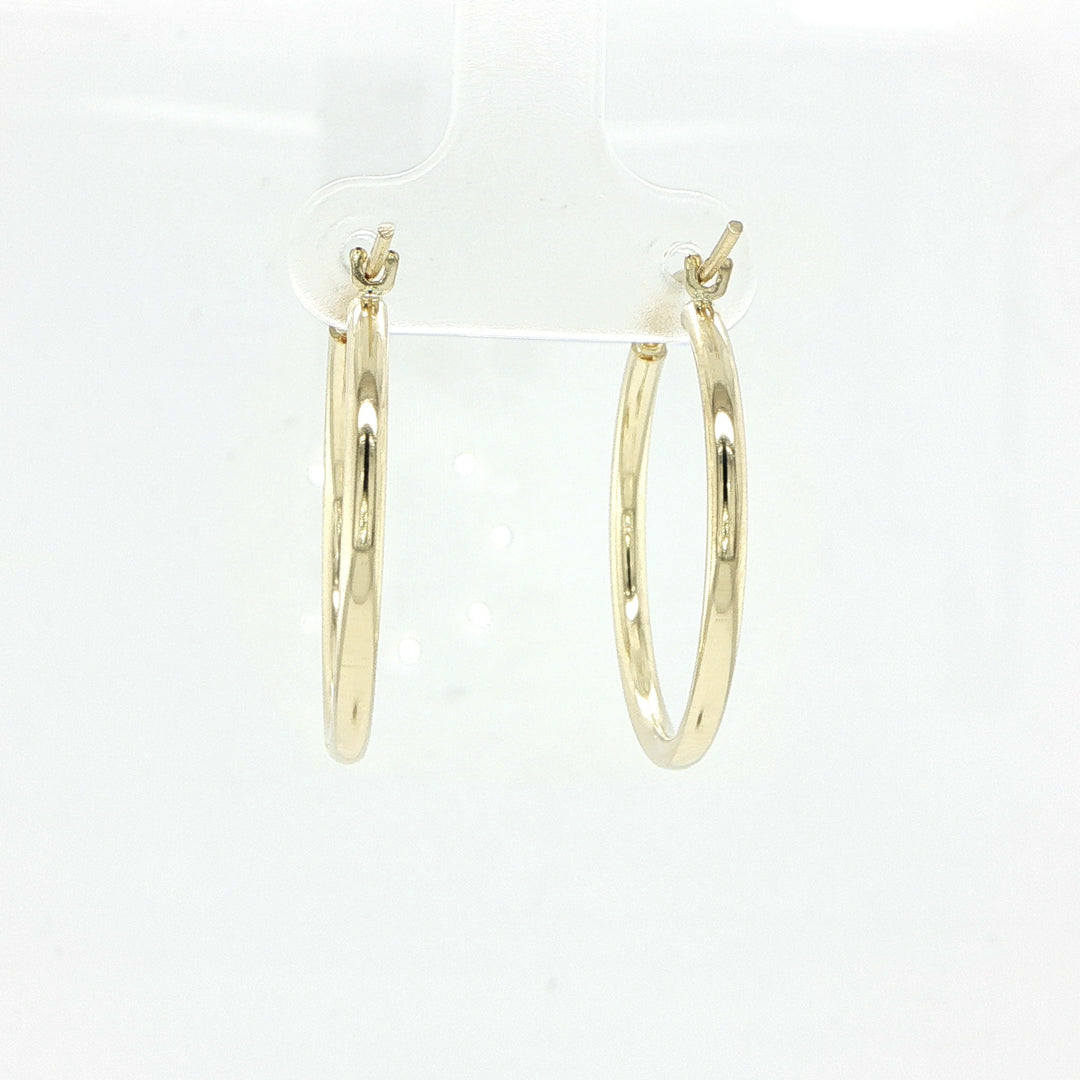 14K Yellow Gold Polished Hoop Earrings