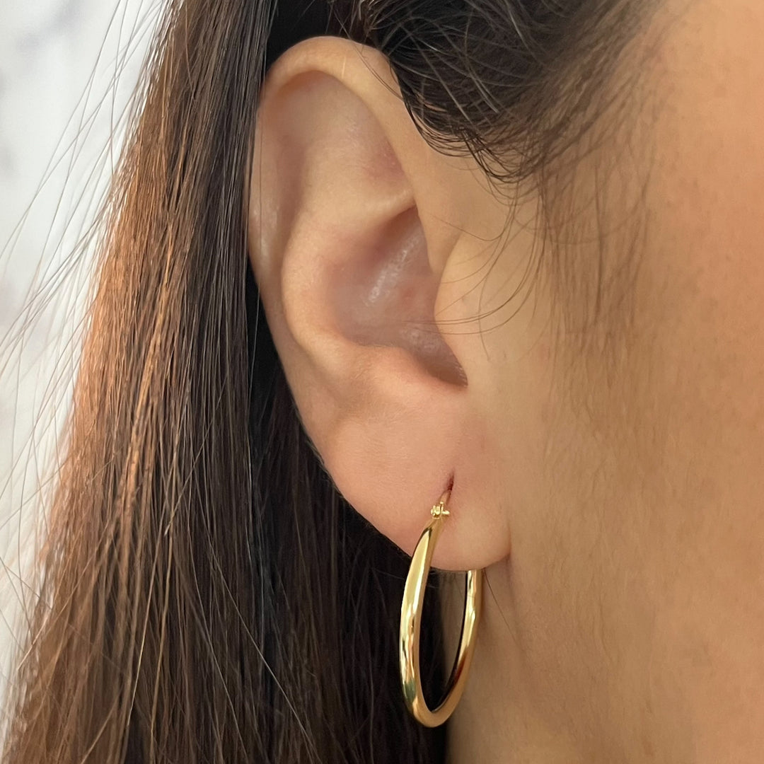 14K Yellow Gold Polished Hoop Earrings