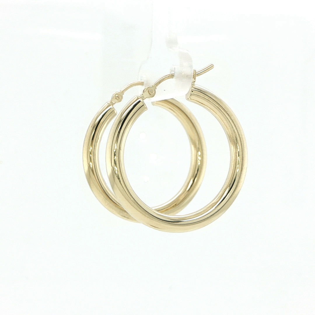 14K Yellow Gold Polished Hoop Earrings