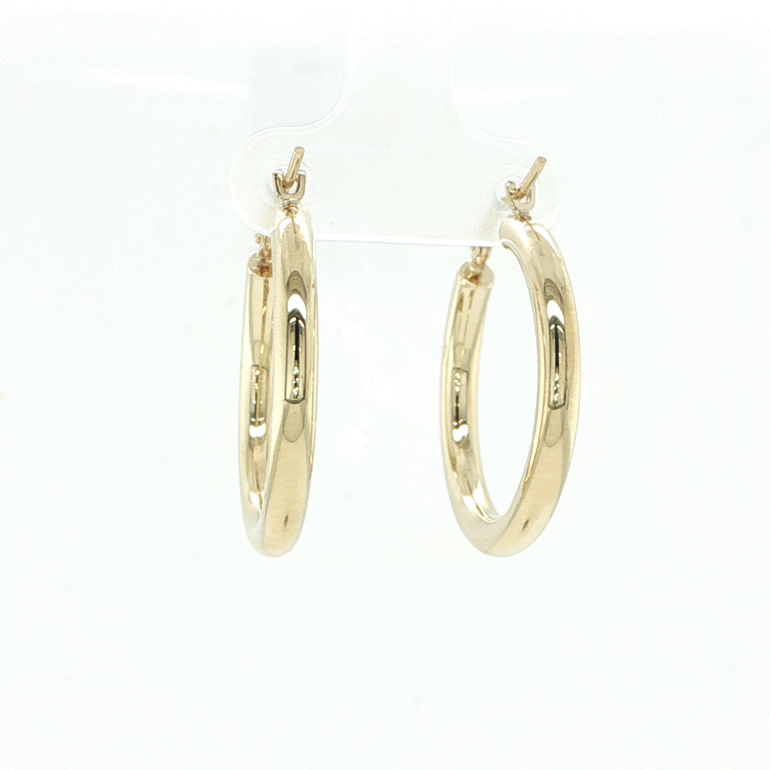 14K Yellow Gold Polished Hoop Earrings