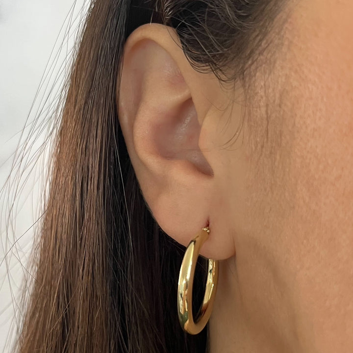 14K Yellow Gold Polished Hoop Earrings