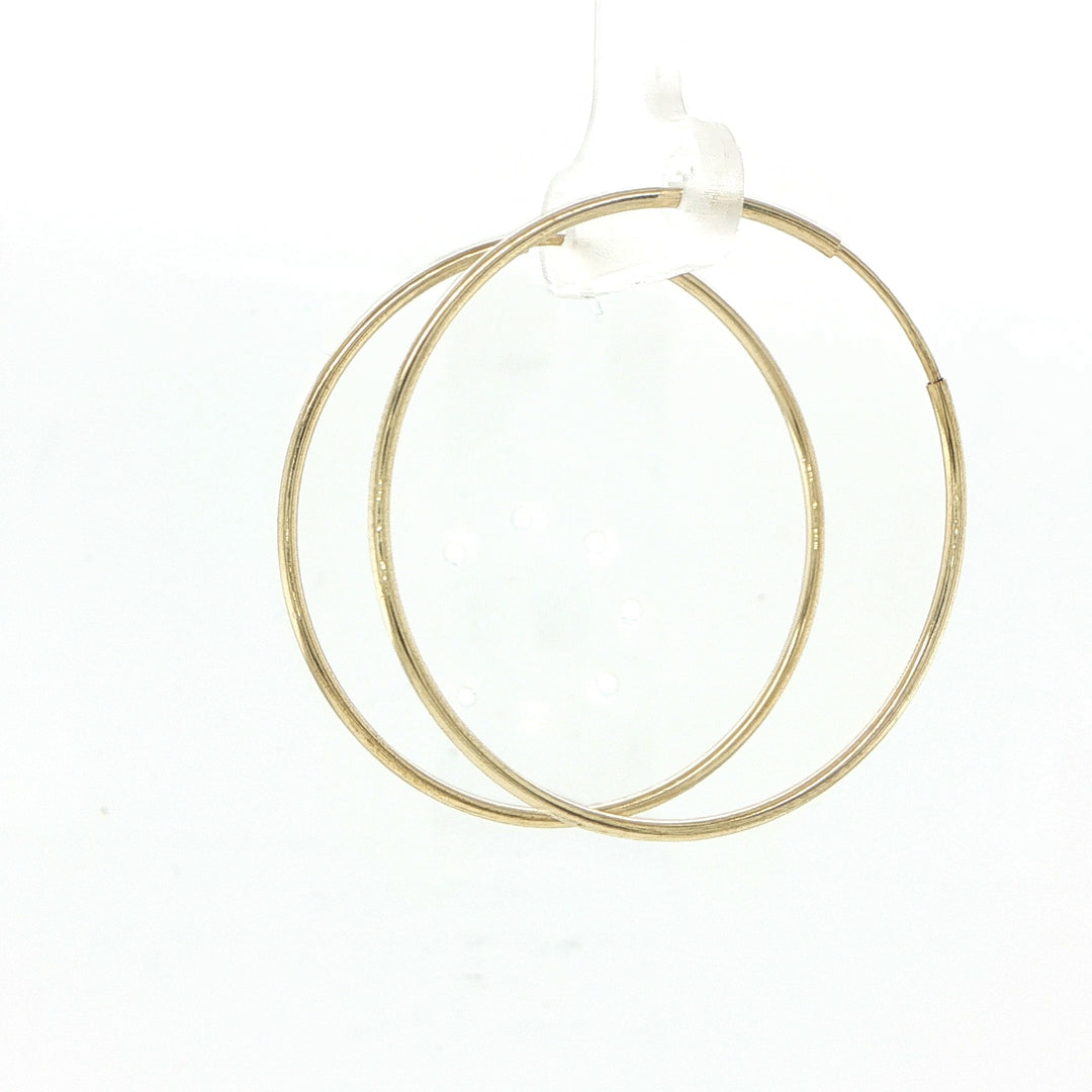 1.2mm 14K Yellow Gold Endless Hoop Earrings