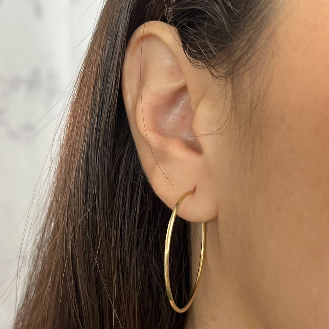 14K Yellow Gold Endless Hoop Earrings