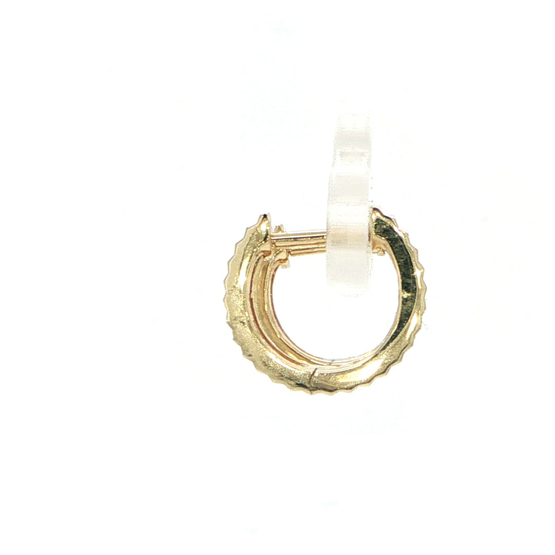 14K Yellow Gold 4mm Reeded Huggie Hoop Earrings