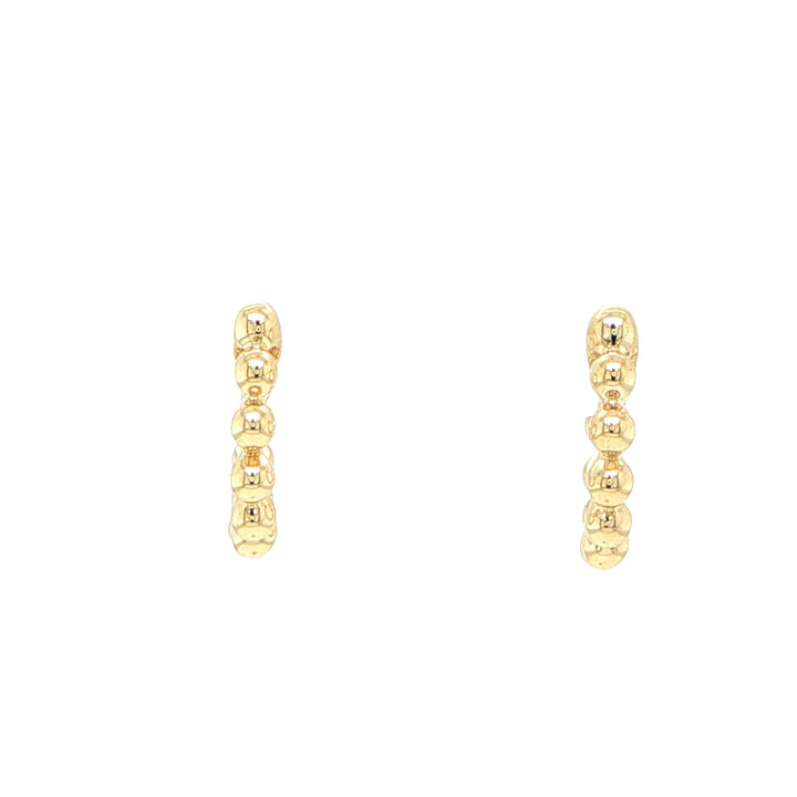 14K Yellow Gold Ball Hoop Earrings