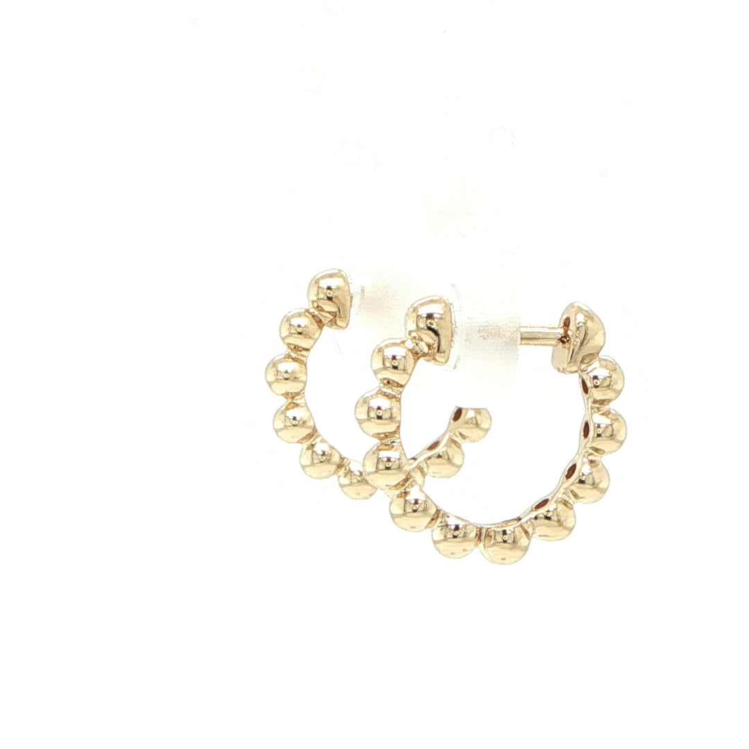 14K Yellow Gold Ball Hoop Earrings