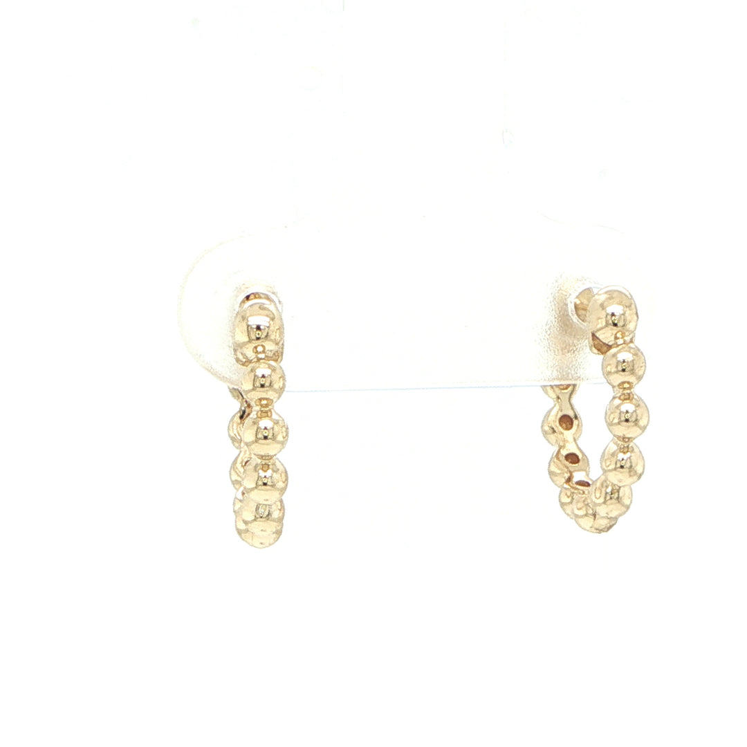 14K Yellow Gold Ball Hoop Earrings