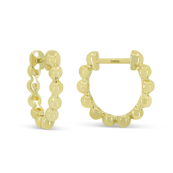 14K Yellow Gold Ball Hoop Earrings
