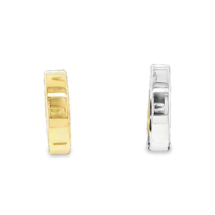 14K Two-Tone Gold Reversible Hinged Hoop Earrings