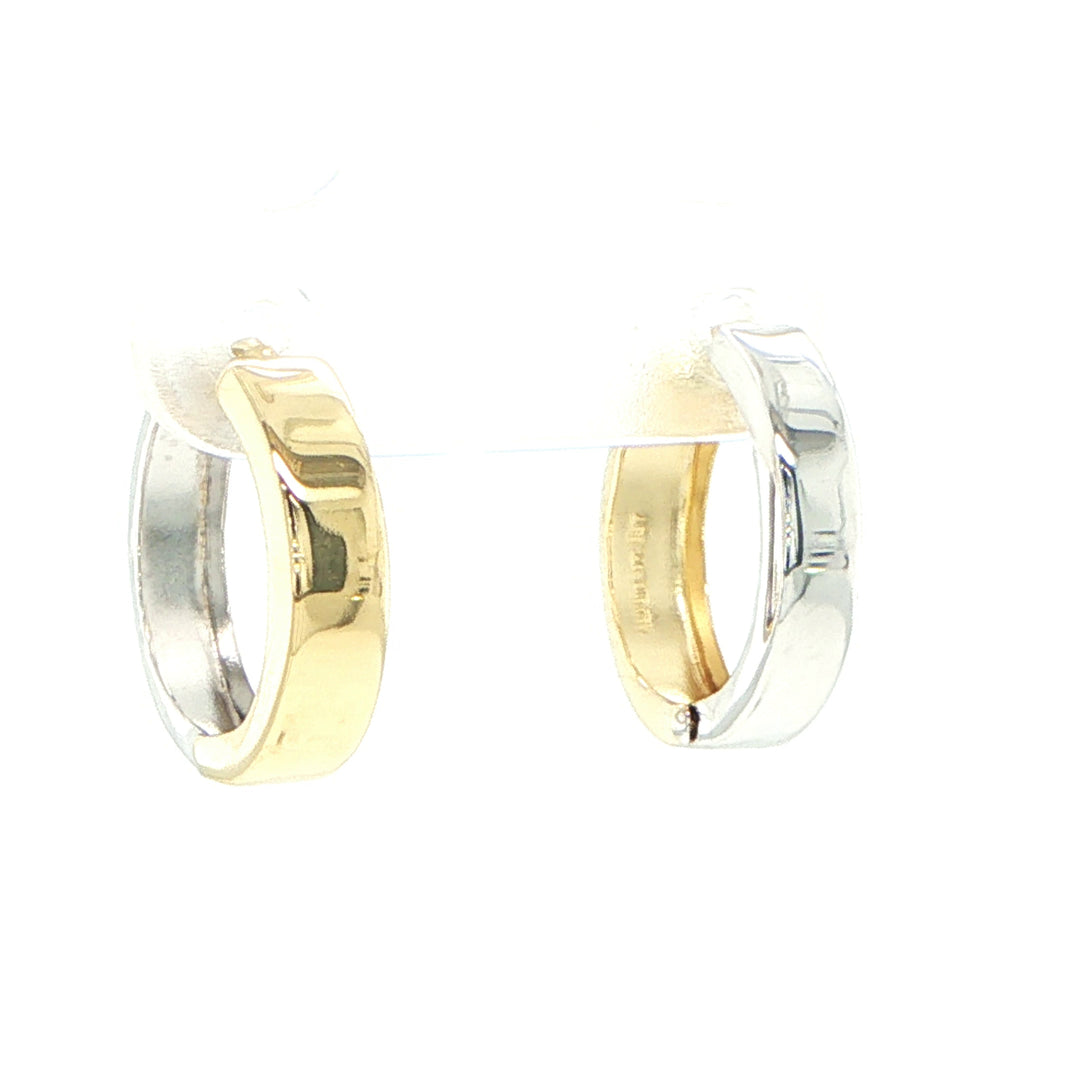 14K Two-Tone Gold Reversible Hinged Hoop Earrings
