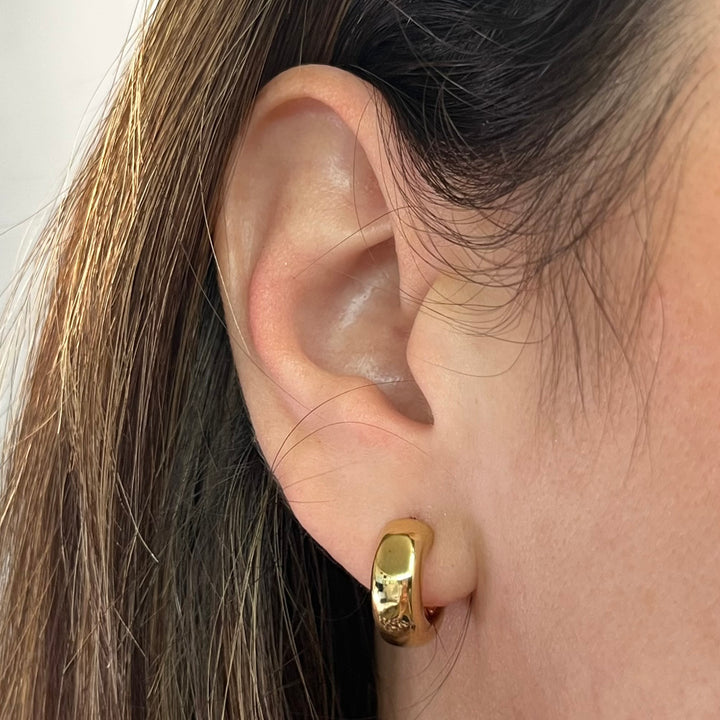 14K Yellow Gold Puffed Hoop Earrings