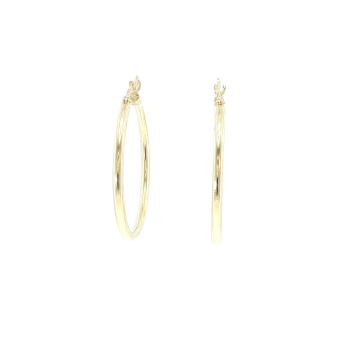 14K Yellow Gold 30mm Hoop Earrings 2mm Wide