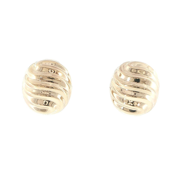 14K Yellow Gold Ribbed Dome Earrings
