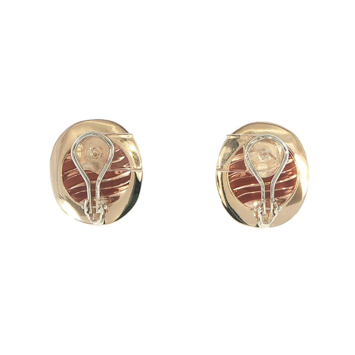 14K Yellow Gold Ribbed Dome Earrings