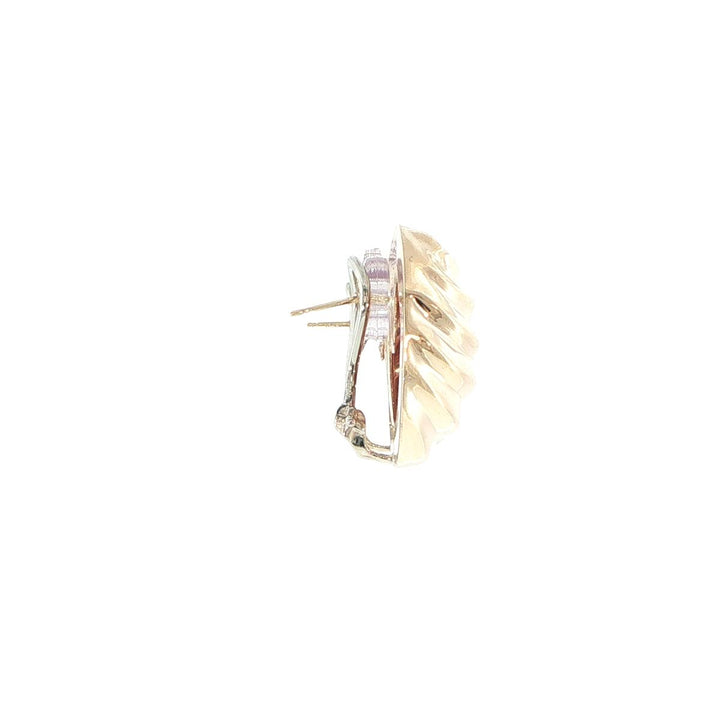 14K Yellow Gold Ribbed Dome Earrings