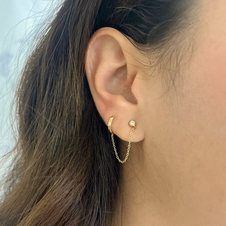 Single Ear Cuff Chain Diamond Stud Earring